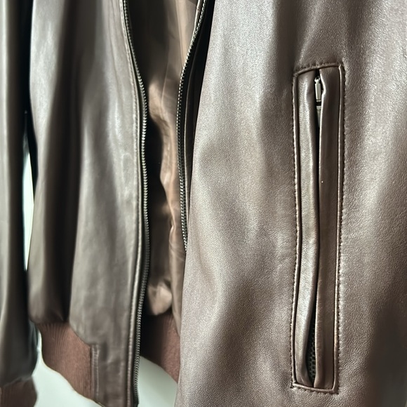 Italian men's genuine leather bomber jacket, warm, brown, size XXL made in Italy - Picture 11 of 13